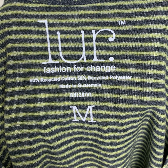 Lur Sustainable Recycled Asymmetrical Striped Scoop Neck Short Sleeve Top Medium - Picture 5 of 5